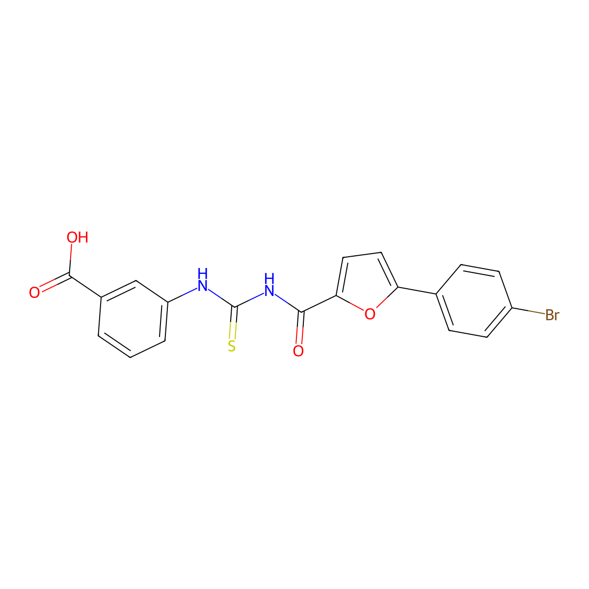 3-[({[5-(4-Bromophenyl)furan-2-yl]carbonyl}carbamothioyl)amino]benzoic acid molecular structure, CAS 461402-58-4