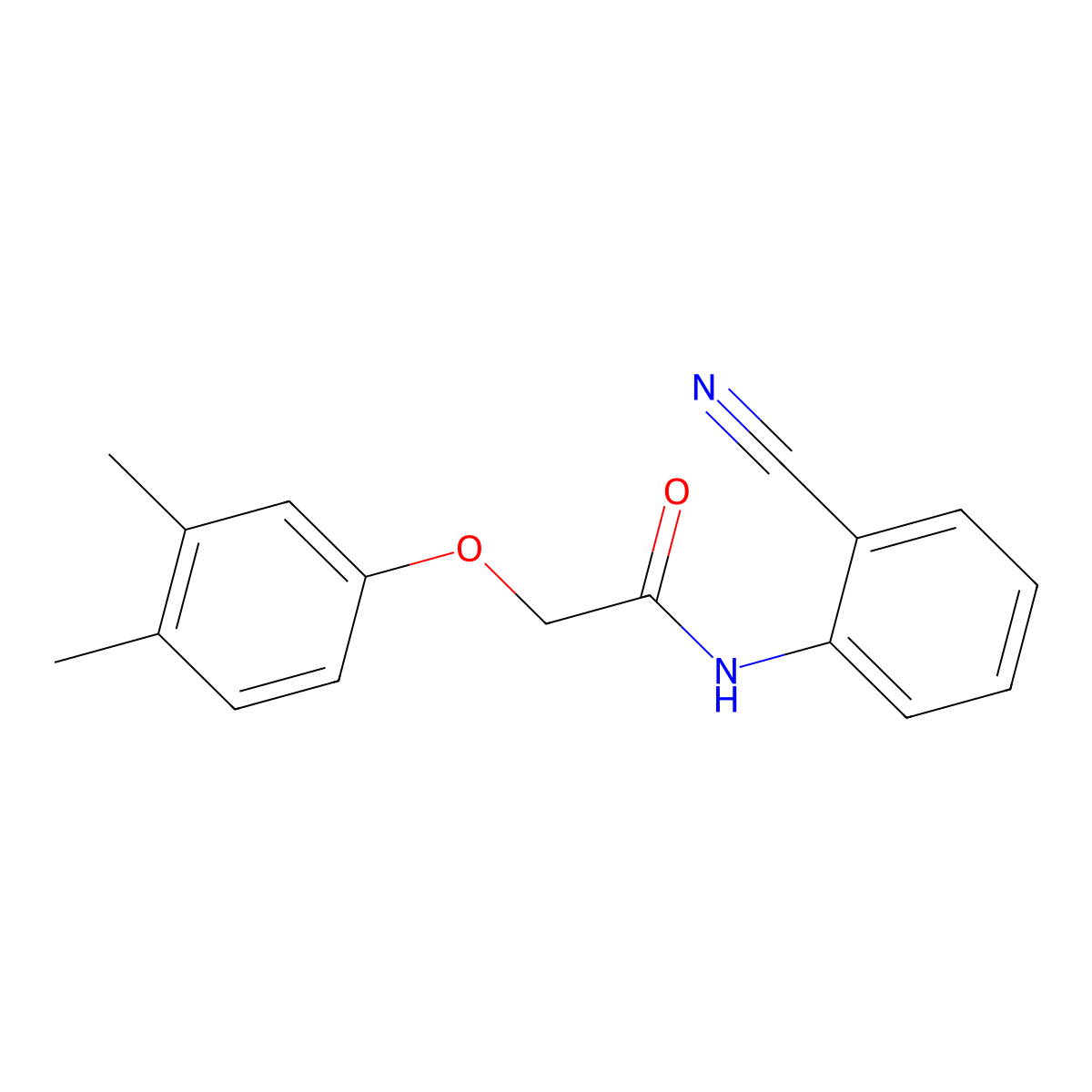N-(2-cyanophenyl)-2-(3,4-dimethylphenoxy)acetamide molecular structure, CAS 461402-62-0
