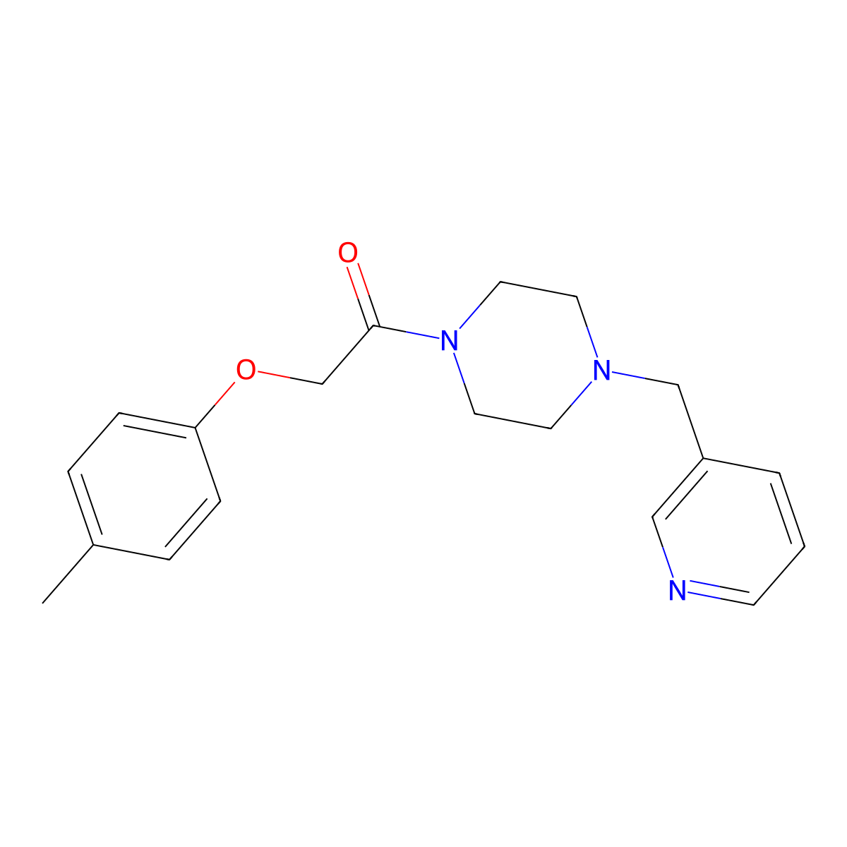 2-(4-Methylphenoxy)-1-[4-(pyridin-3-ylmethyl)piperazin-1-yl]ethanone molecular structure, CAS 461403-27-0