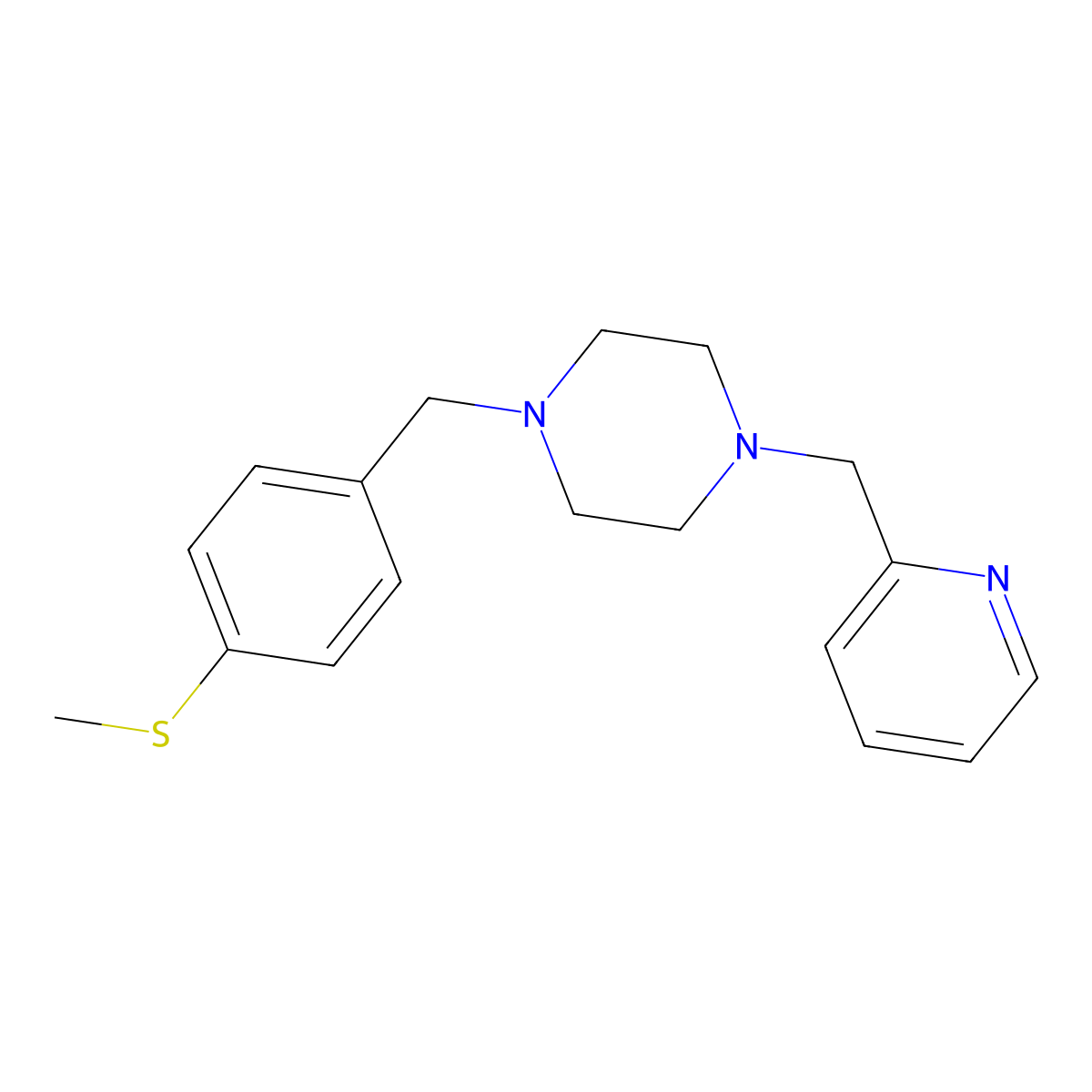 1-[4-(Methylsulfanyl)benzyl]-4-(pyridin-2-ylmethyl)piperazine molecular structure, CAS 461403-29-2