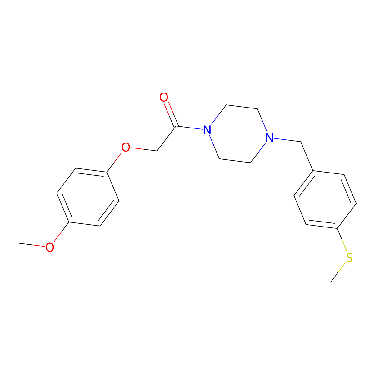 2-(4-Methoxyphenoxy)-1-[4-[(4-methylsulfanylphenyl)methyl]piperazin-1-yl]ethanone molecular structure, CAS 461403-46-3