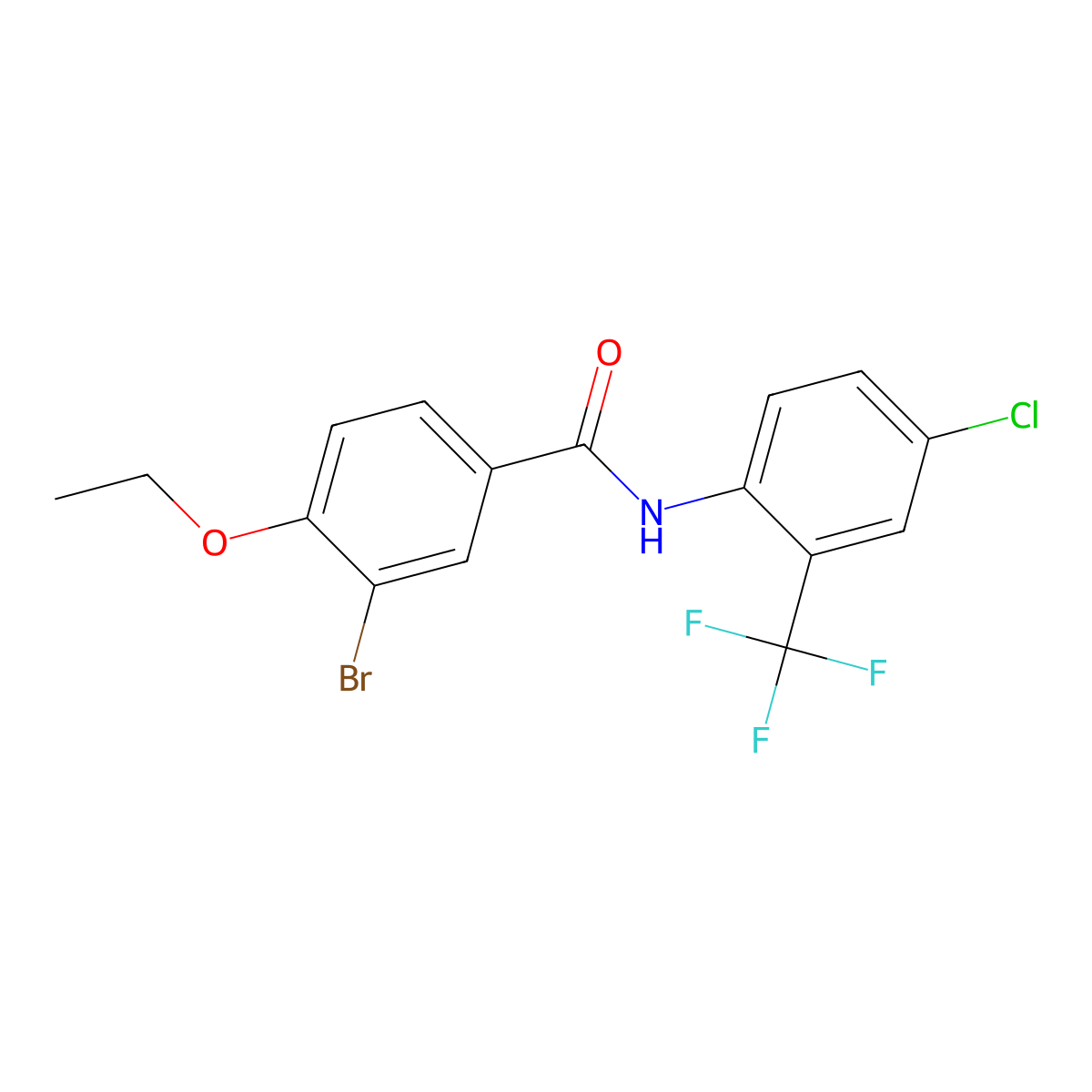 3-bromo-N-[4-chloro-2-(trifluoromethyl)phenyl]-4-ethoxybenzamide molecular structure, CAS 461403-74-7