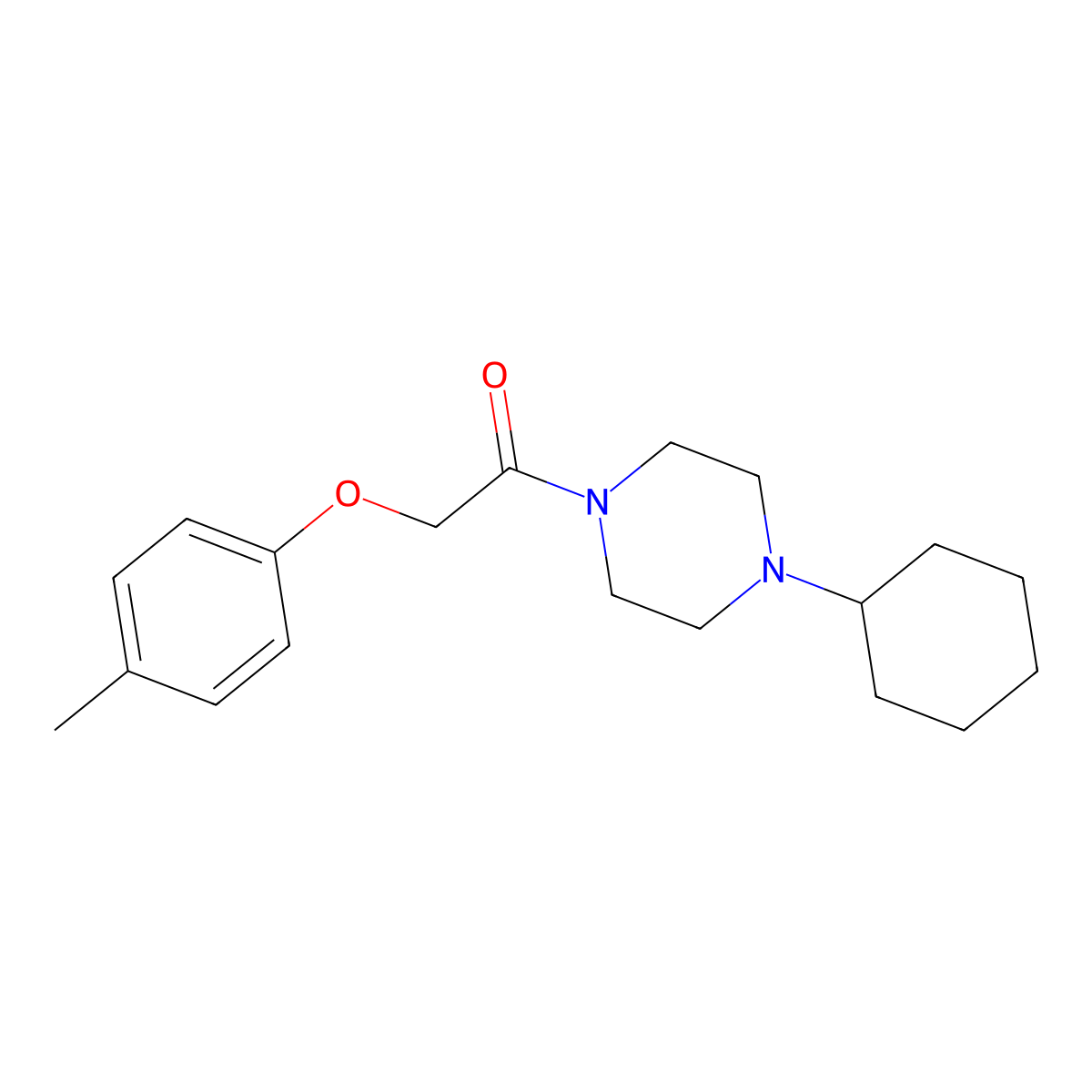1-(4-Cyclohexylpiperazin-1-yl)-2-(4-methylphenoxy)ethanone molecular structure, CAS 461407-27-2