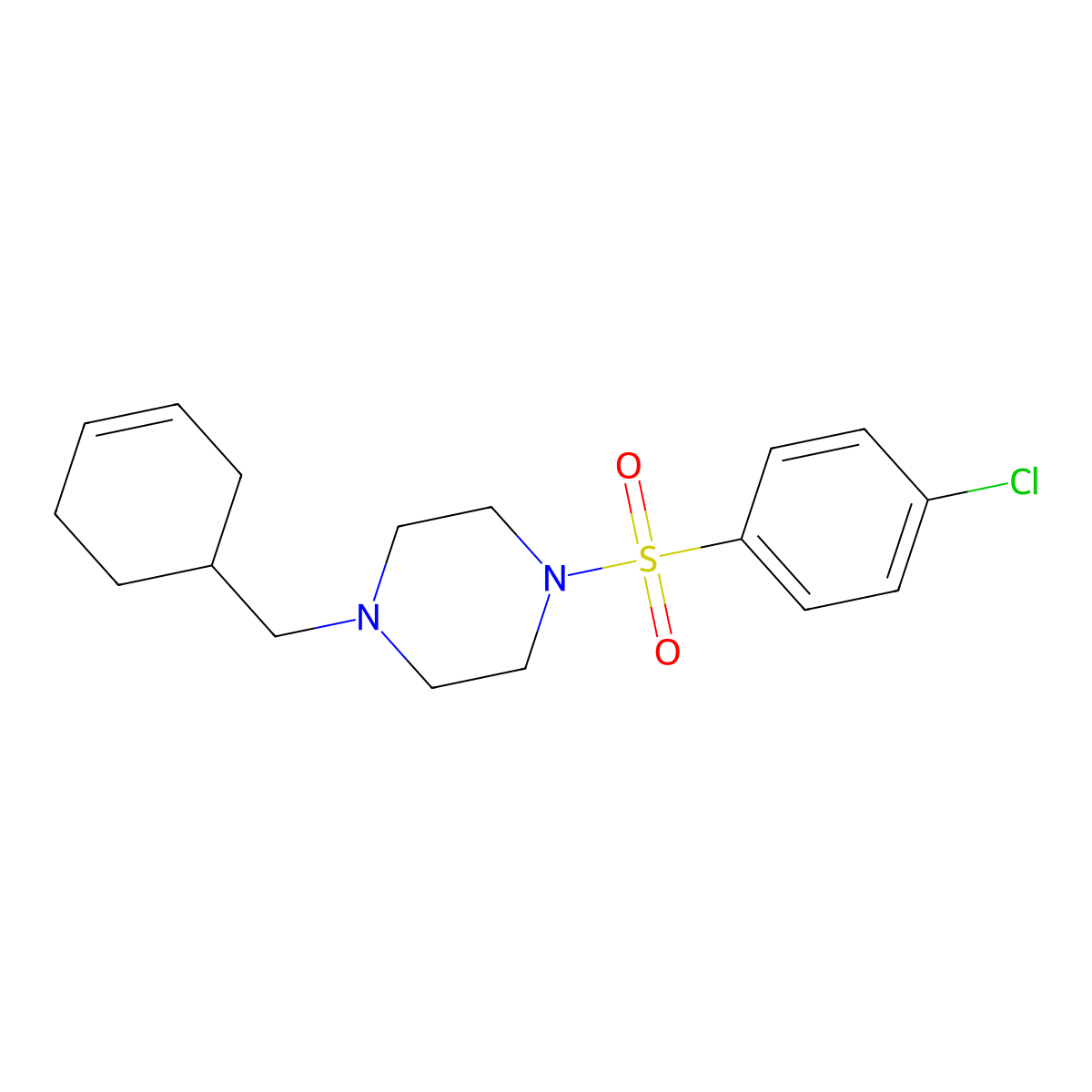 1-(4-Chlorophenyl)sulfonyl-4-(cyclohex-3-en-1-ylmethyl)piperazine molecular structure, CAS 461407-78-3