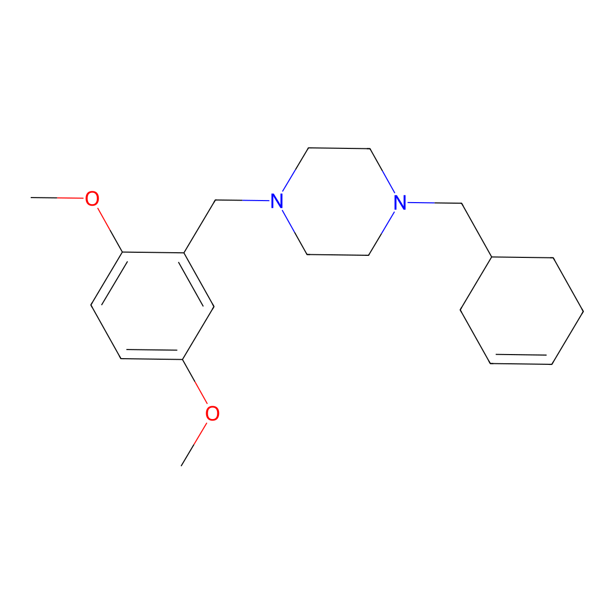 1-(Cyclohex-3-en-1-ylmethyl)-4-[(2,5-dimethoxyphenyl)methyl]piperazine molecular structure, CAS 461408-66-2