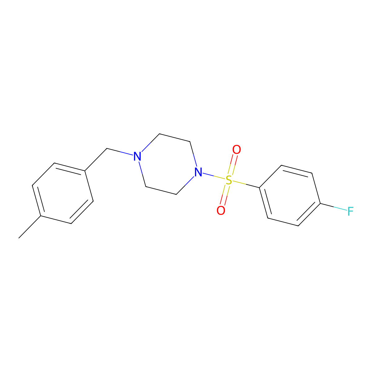 1-[(4-Fluorophenyl)sulfonyl]-4-(4-methylbenzyl)piperazine molecular structure, CAS 461408-73-1