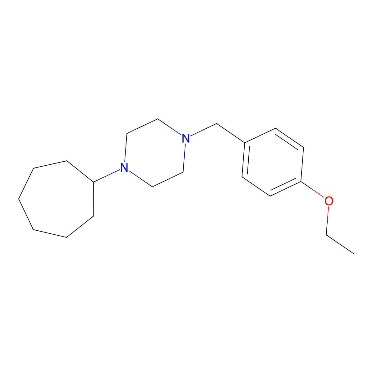 1-Cycloheptyl-4-[(4-ethoxyphenyl)methyl]piperazine molecular structure, CAS 461409-74-5