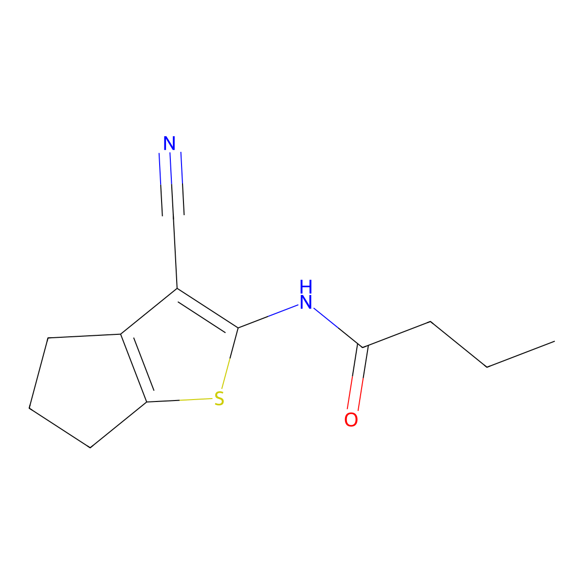 N-(3-cyano-5,6-dihydro-4H-cyclopenta[b]thiophen-2-yl)butanamide molecular structure, CAS 461410-06-0