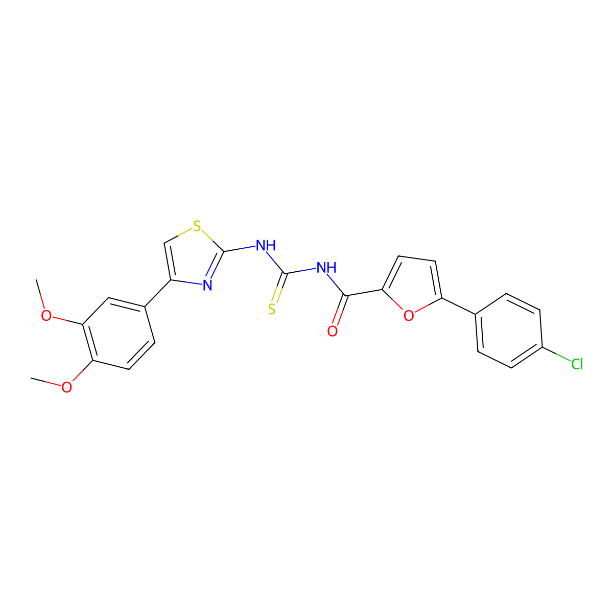 5-(4-chlorophenyl)-N-[[4-(3,4-dimethoxyphenyl)-1,3-thiazol-2-yl]carbamothioyl]furan-2-carboxamide molecular structure, CAS 461410-07-1