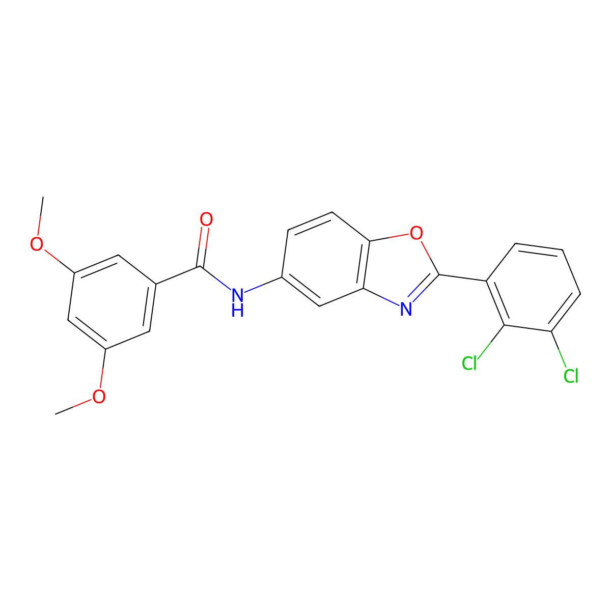 N-[2-(2,3-dichlorophenyl)-1,3-benzoxazol-5-yl]-3,5-dimethoxybenzamide molecular structure, CAS 461410-33-3