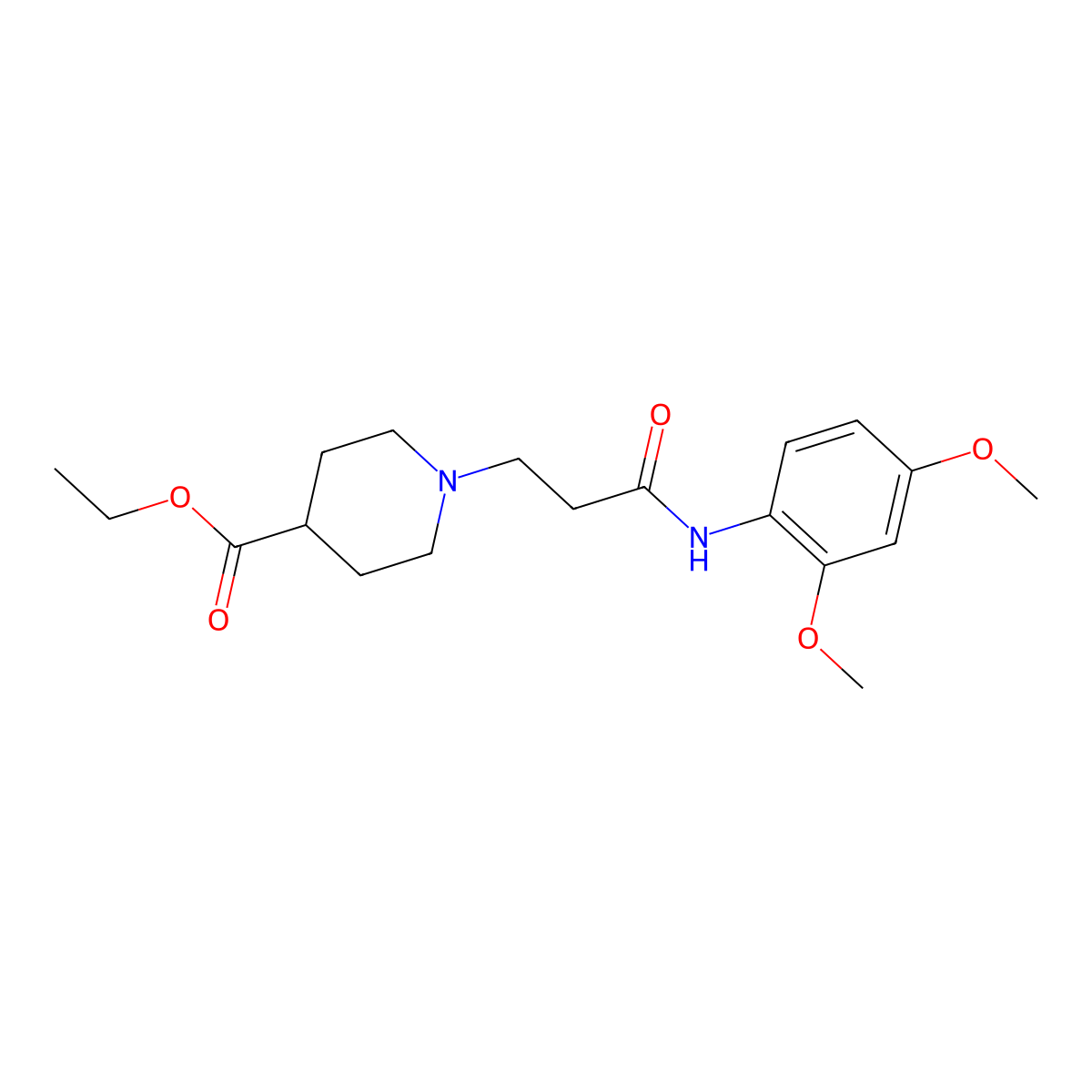 Ethyl 1-[3-(2,4-dimethoxyanilino)-3-oxopropyl]-4-piperidinecarboxylate molecular structure, CAS 461411-05-2