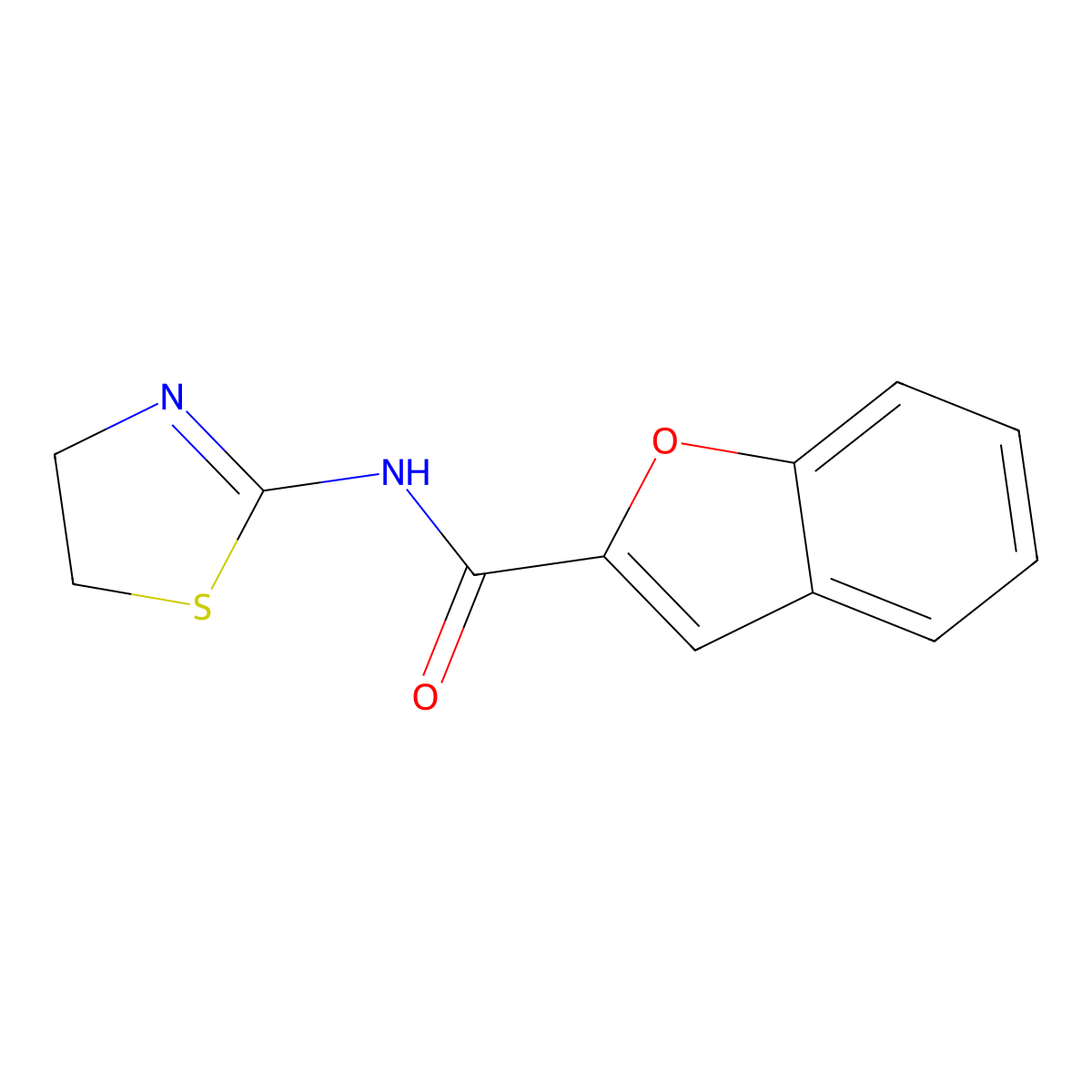 N-(4,5-dihydro-1,3-thiazol-2-yl)-1-benzofuran-2-carboxamide molecular structure, CAS 461411-49-4