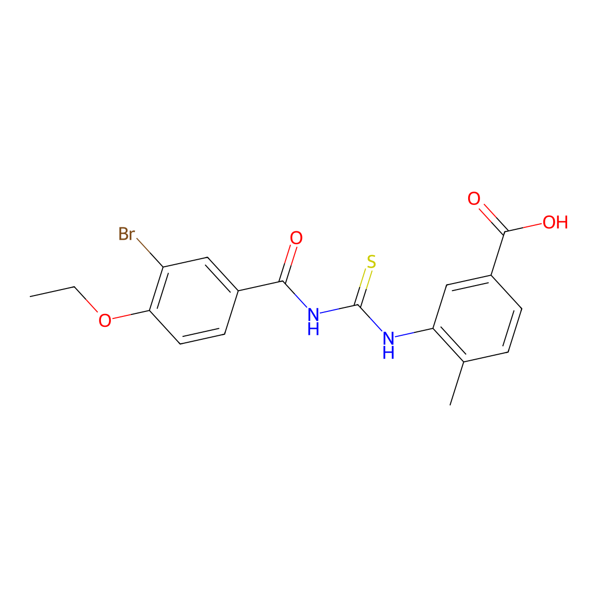 3-[(3-Bromo-4-ethoxybenzoyl)carbamothioylamino]-4-methylbenzoic acid molecular structure, CAS 461411-57-4