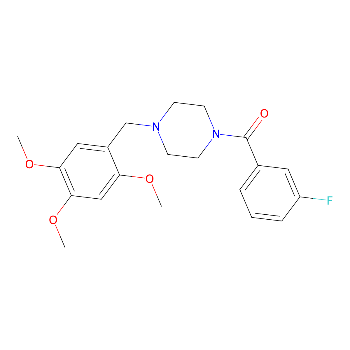 (3-Fluorophenyl)[4-(2,4,5-trimethoxybenzyl)piperazin-1-yl]methanone molecular structure, CAS 461413-01-4