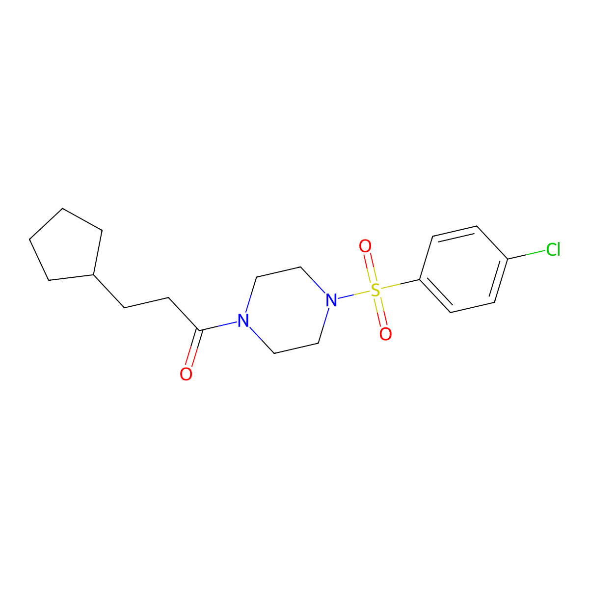 1-[4-(4-Chlorophenyl)sulfonylpiperazin-1-yl]-3-cyclopentylpropan-1-one molecular structure, CAS 461413-39-8