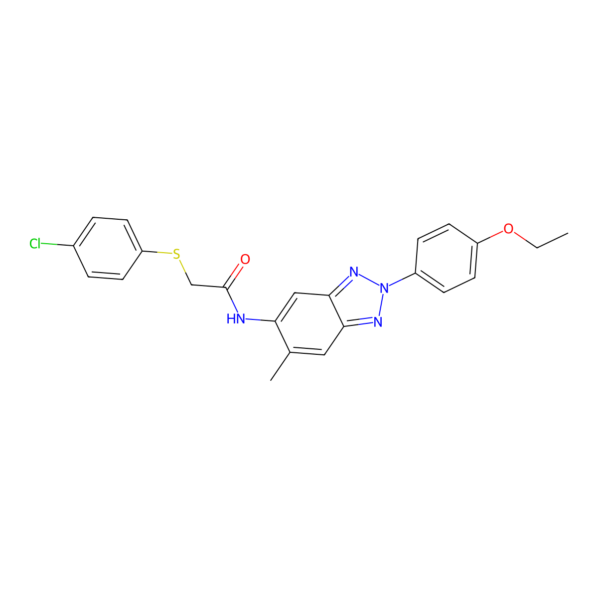 2-[(4-chlorophenyl)sulfanyl]-N-[2-(4-ethoxyphenyl)-6-methyl-2H-1,2,3-benzotriazol-5-yl]acetamide molecular structure, CAS 461413-82-1
