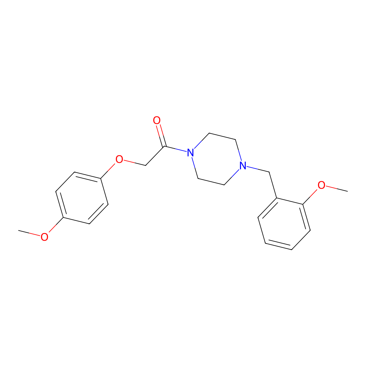 2-(4-Methoxyphenoxy)-1-[4-[(2-methoxyphenyl)methyl]piperazin-1-yl]ethanone molecular structure, CAS 461414-88-0