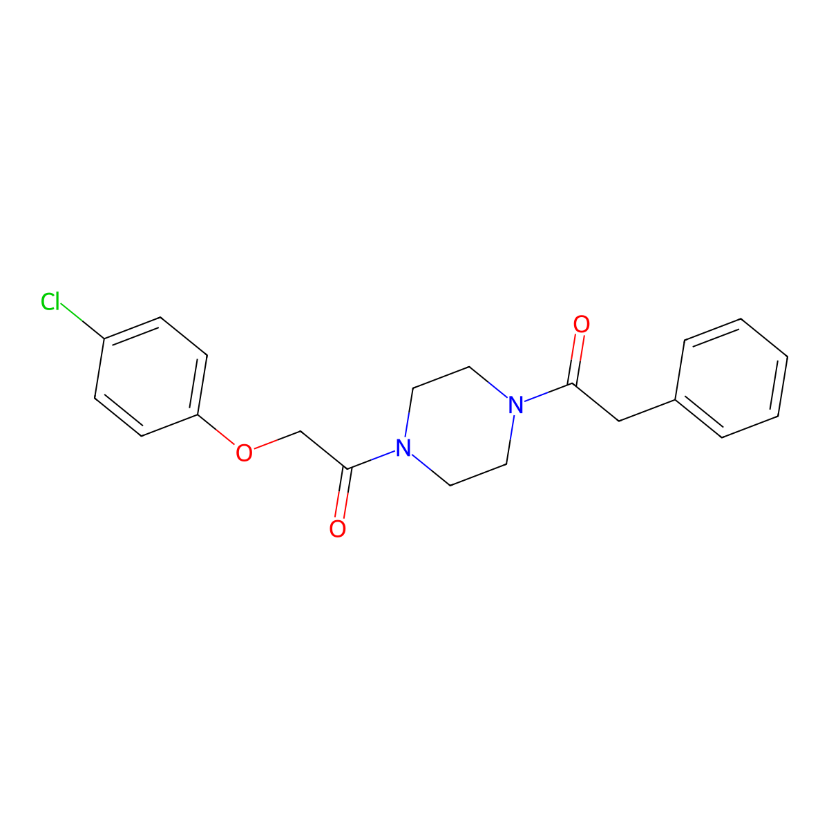 1-[(4-Chlorophenoxy)acetyl]-4-(phenylacetyl)piperazine molecular structure, CAS 461415-11-2