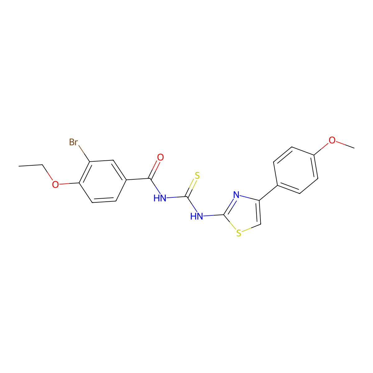 3-bromo-4-ethoxy-N-[[4-(4-methoxyphenyl)-1,3-thiazol-2-yl]carbamothioyl]benzamide molecular structure, CAS 461415-31-6