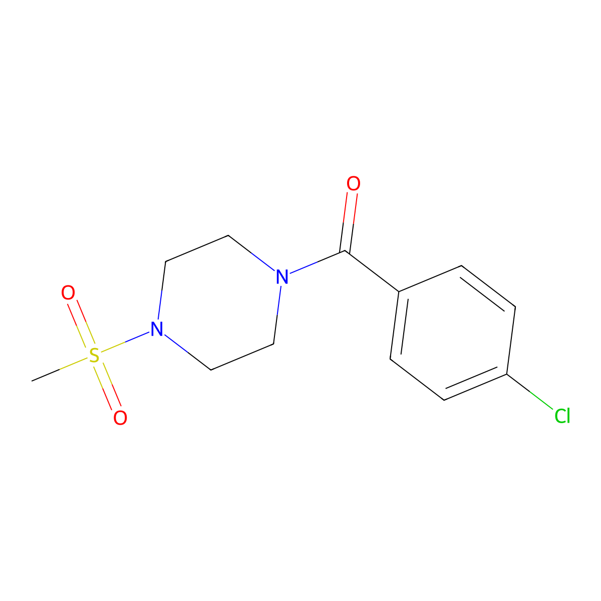 (4-Chlorophenyl)-(4-methylsulfonylpiperazin-1-yl)methanone molecular structure, CAS 461415-57-6