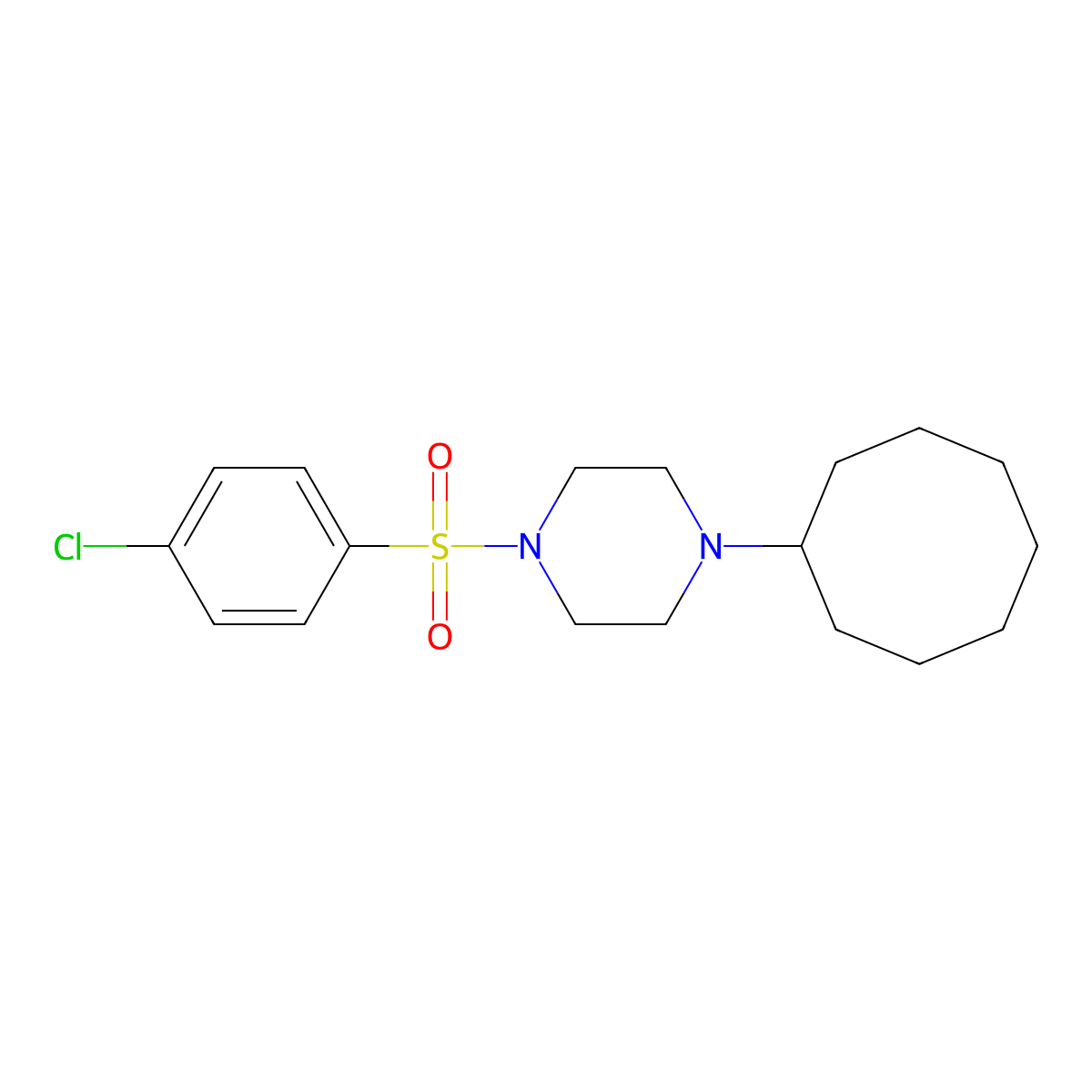 1-(4-Chlorophenyl)sulfonyl-4-cyclooctylpiperazine molecular structure, CAS 461415-77-0
