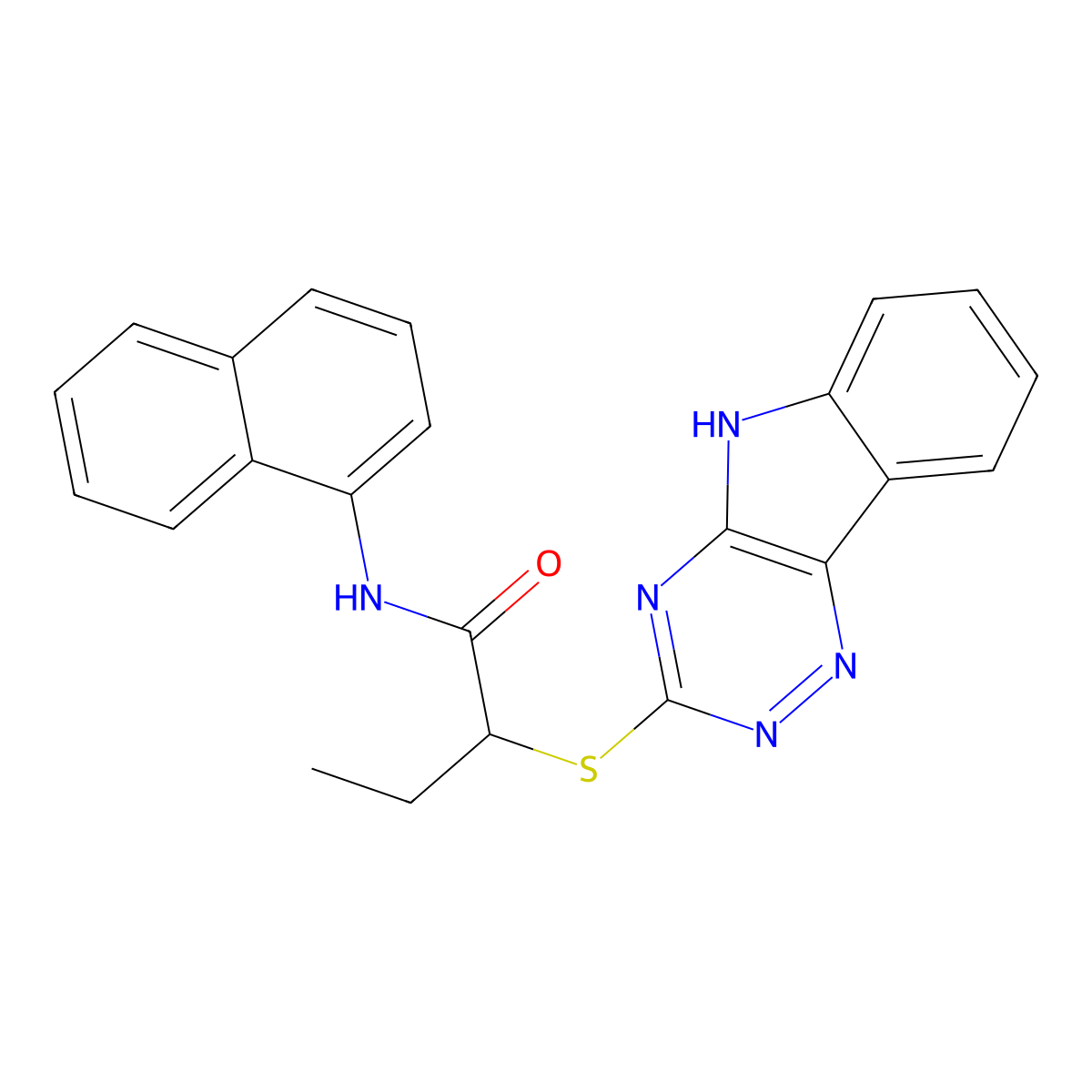 N-naphthalen-1-yl-2-(5H-[1,2,4]triazino[5,6-b]indol-3-ylsulfanyl)butanamide molecular structure, CAS 461416-56-8
