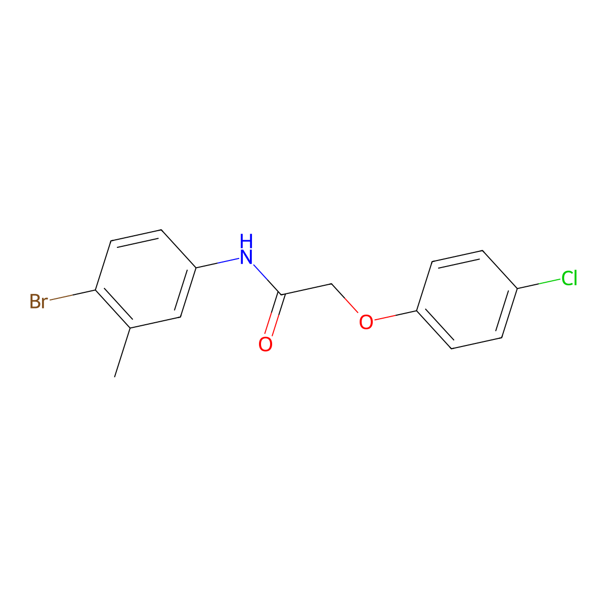 N-(4-bromo-3-methylphenyl)-2-(4-chlorophenoxy)acetamide molecular structure, CAS 461416-57-9