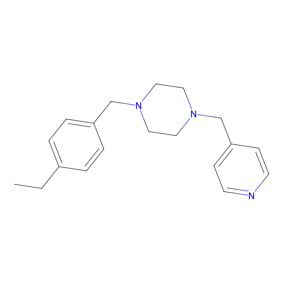 1-(4-Ethylbenzyl)-4-(pyridin-4-ylmethyl)piperazine molecular structure, CAS 461416-68-2
