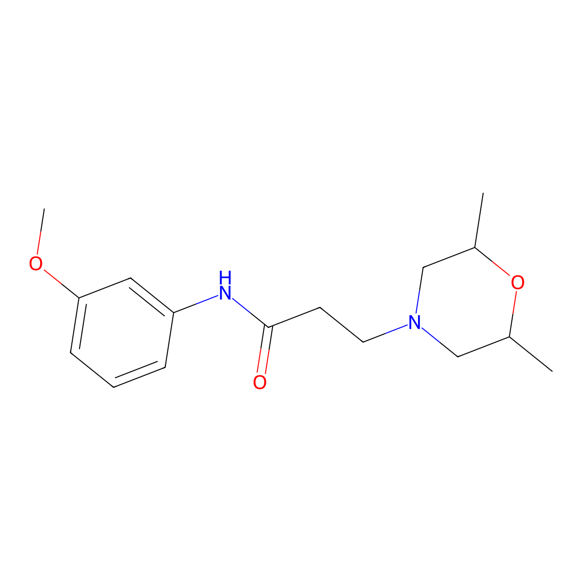 3-(2,6-dimethylmorpholin-4-yl)-N-(3-methoxyphenyl)propanamide molecular structure, CAS 461416-69-3