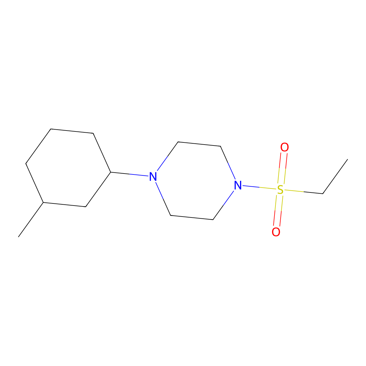 1-(Ethylsulfonyl)-4-(3-methylcyclohexyl)piperazine molecular structure, CAS 461418-72-4