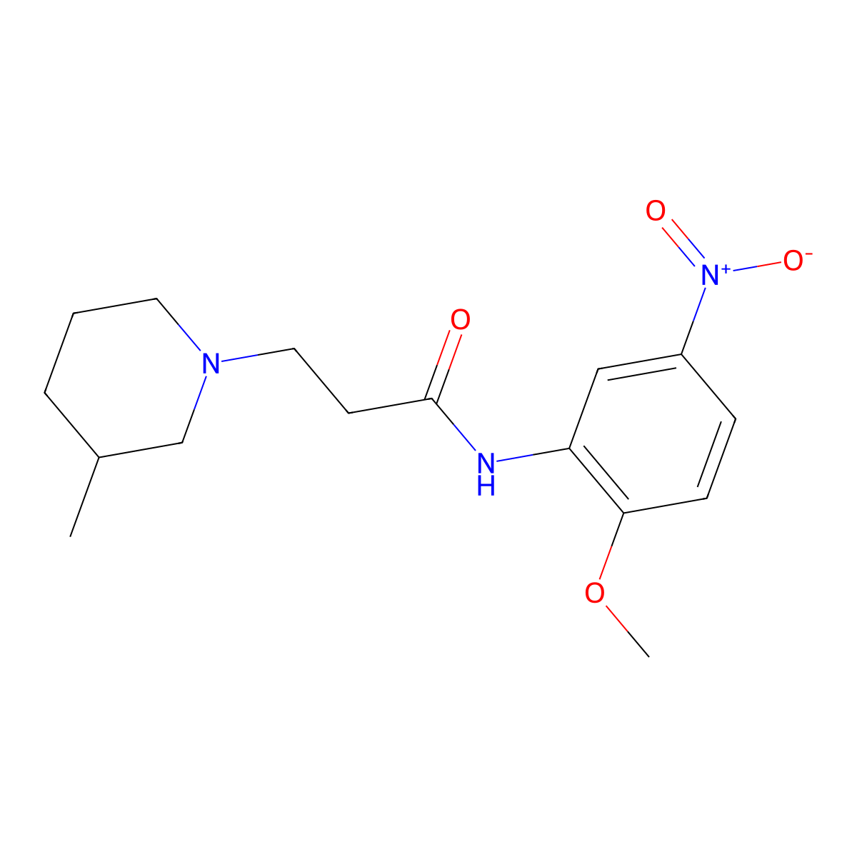 N-(2-methoxy-5-nitrophenyl)-3-(3-methylpiperidin-1-yl)propanamide molecular structure, CAS 461419-74-9