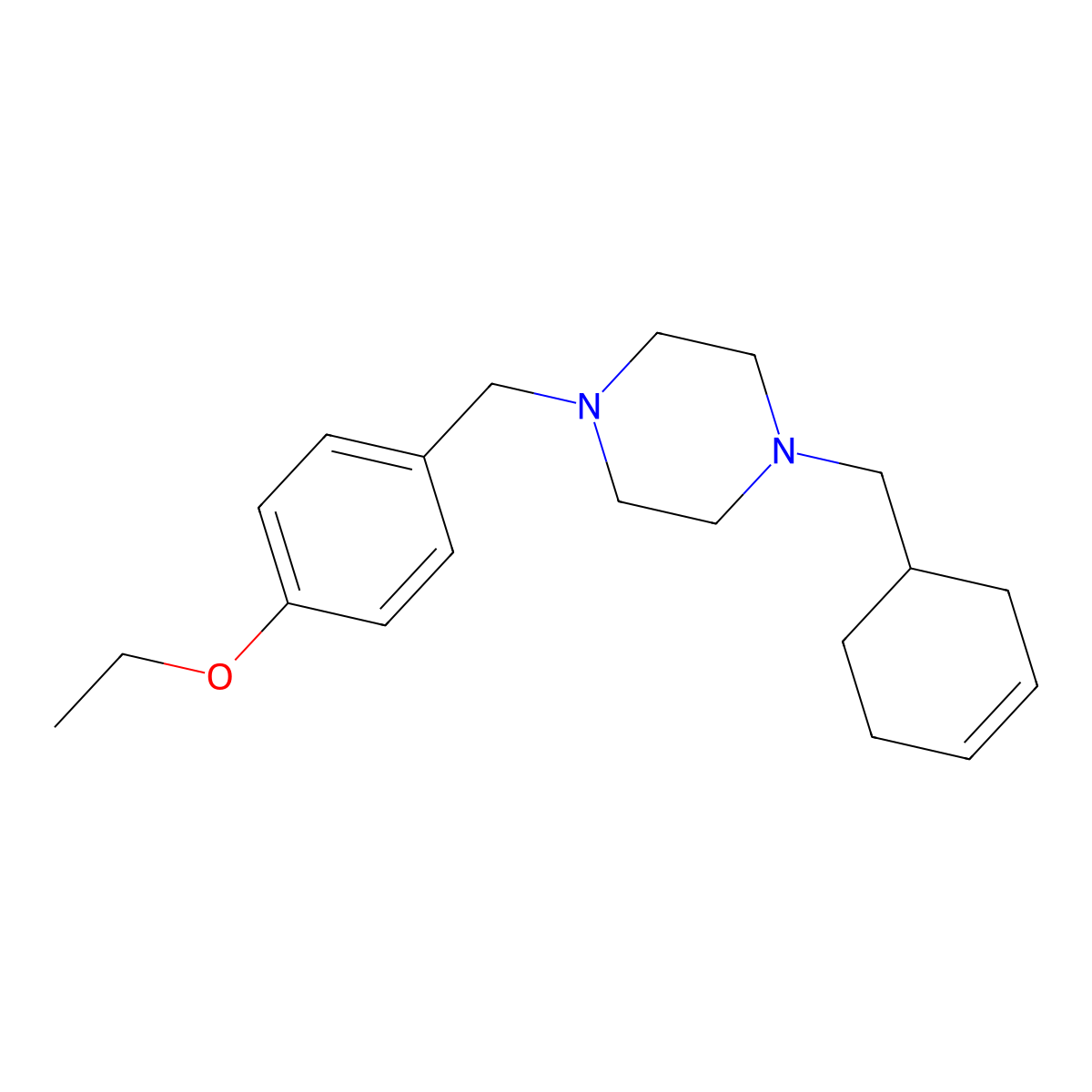 1-(Cyclohex-3-en-1-ylmethyl)-4-(4-ethoxybenzyl)piperazine molecular structure, CAS 461420-78-0