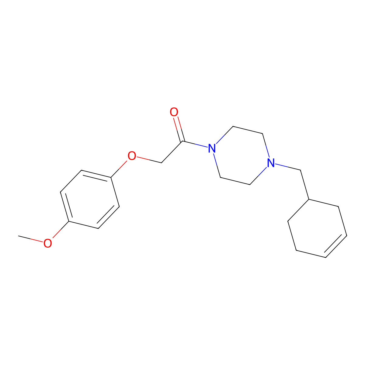 1-[4-(Cyclohex-3-en-1-ylmethyl)piperazin-1-yl]-2-(4-methoxyphenoxy)ethanone molecular structure, CAS 461421-02-3