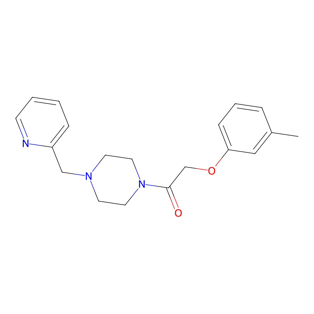 2-(3-Methylphenoxy)-1-[4-(pyridin-2-ylmethyl)piperazin-1-yl]ethanone molecular structure, CAS 461421-08-9