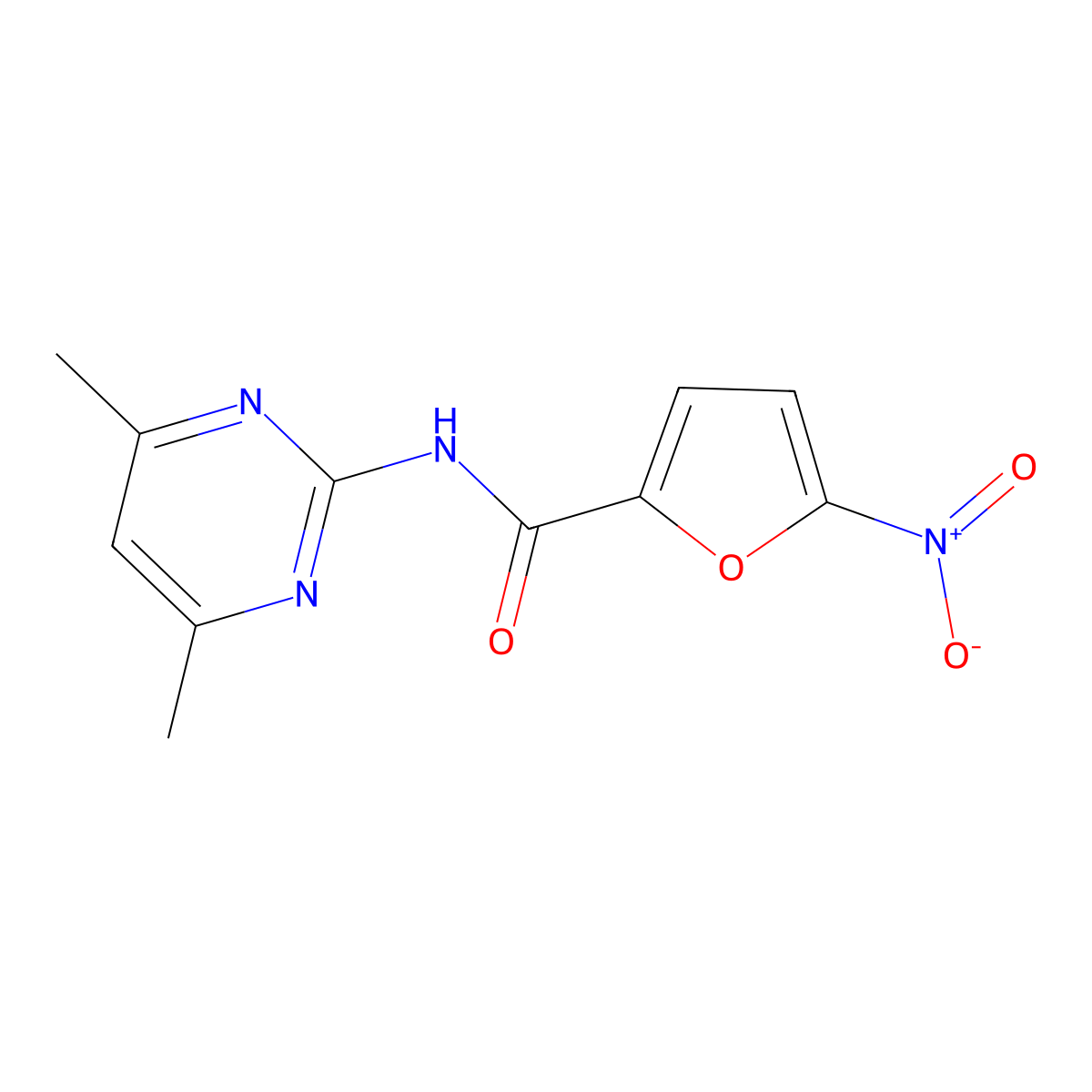 N-(4,6-dimethylpyrimidin-2-yl)-5-nitrofuran-2-carboxamide molecular structure, CAS 461421-57-8