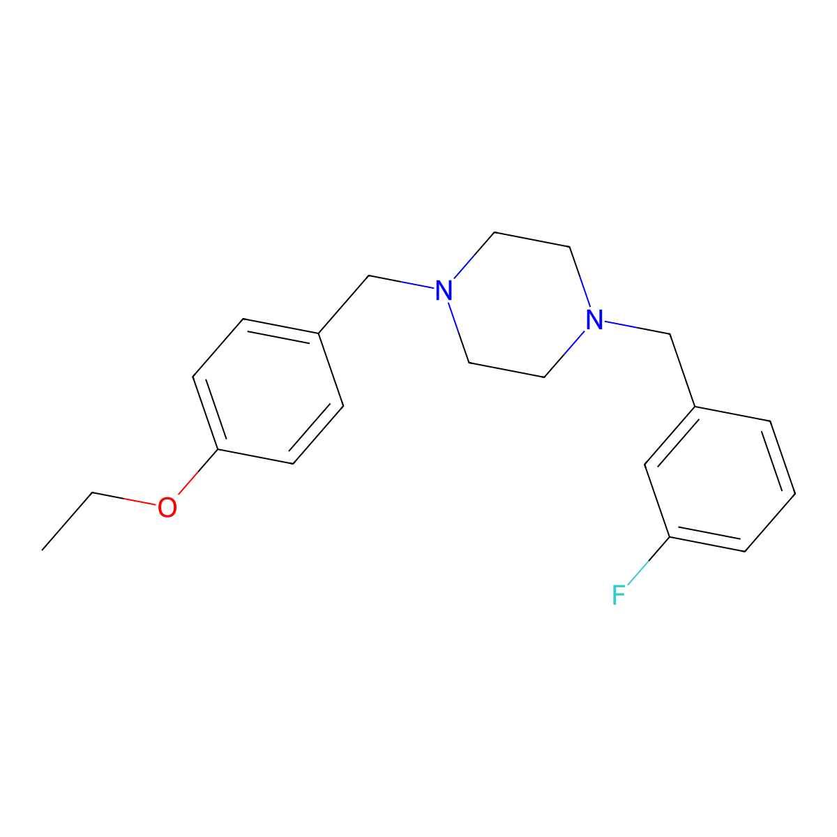 1-(4-Ethoxybenzyl)-4-(3-fluorobenzyl)piperazine molecular structure, CAS 461422-29-7