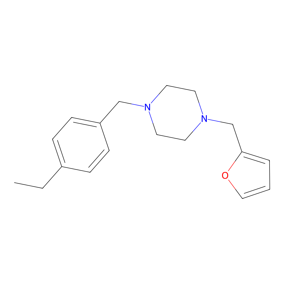 1-[(4-Ethylphenyl)methyl]-4-(furan-2-ylmethyl)piperazine molecular structure, CAS 461422-49-1