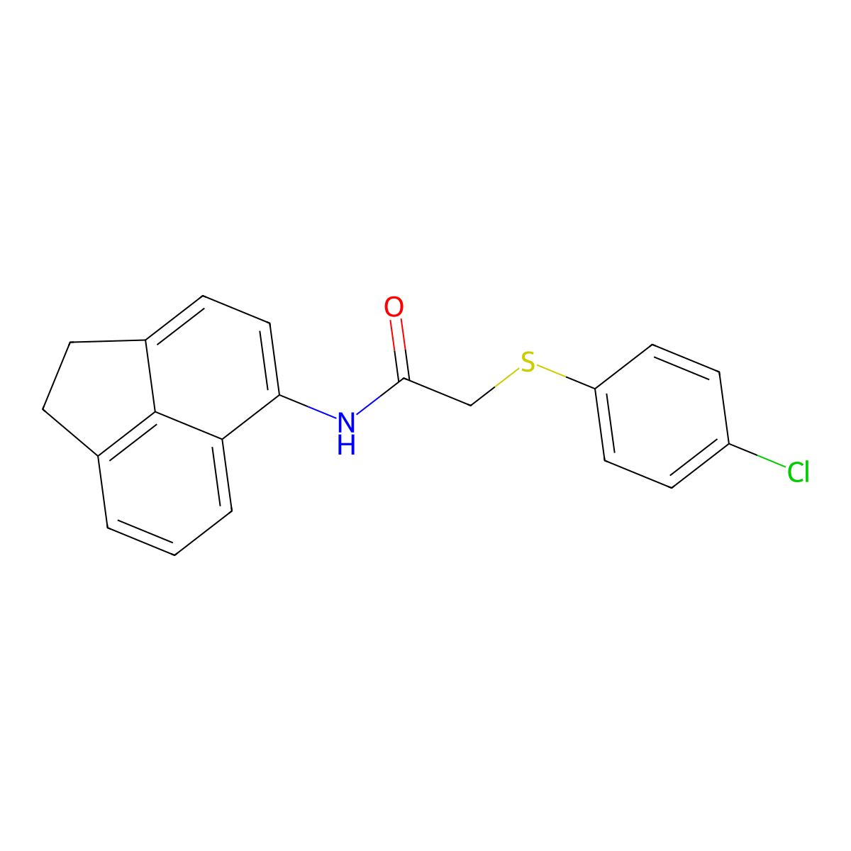2-(4-chlorophenyl)sulfanyl-N-(1,2-dihydroacenaphthylen-5-yl)acetamide molecular structure, CAS 461422-81-1