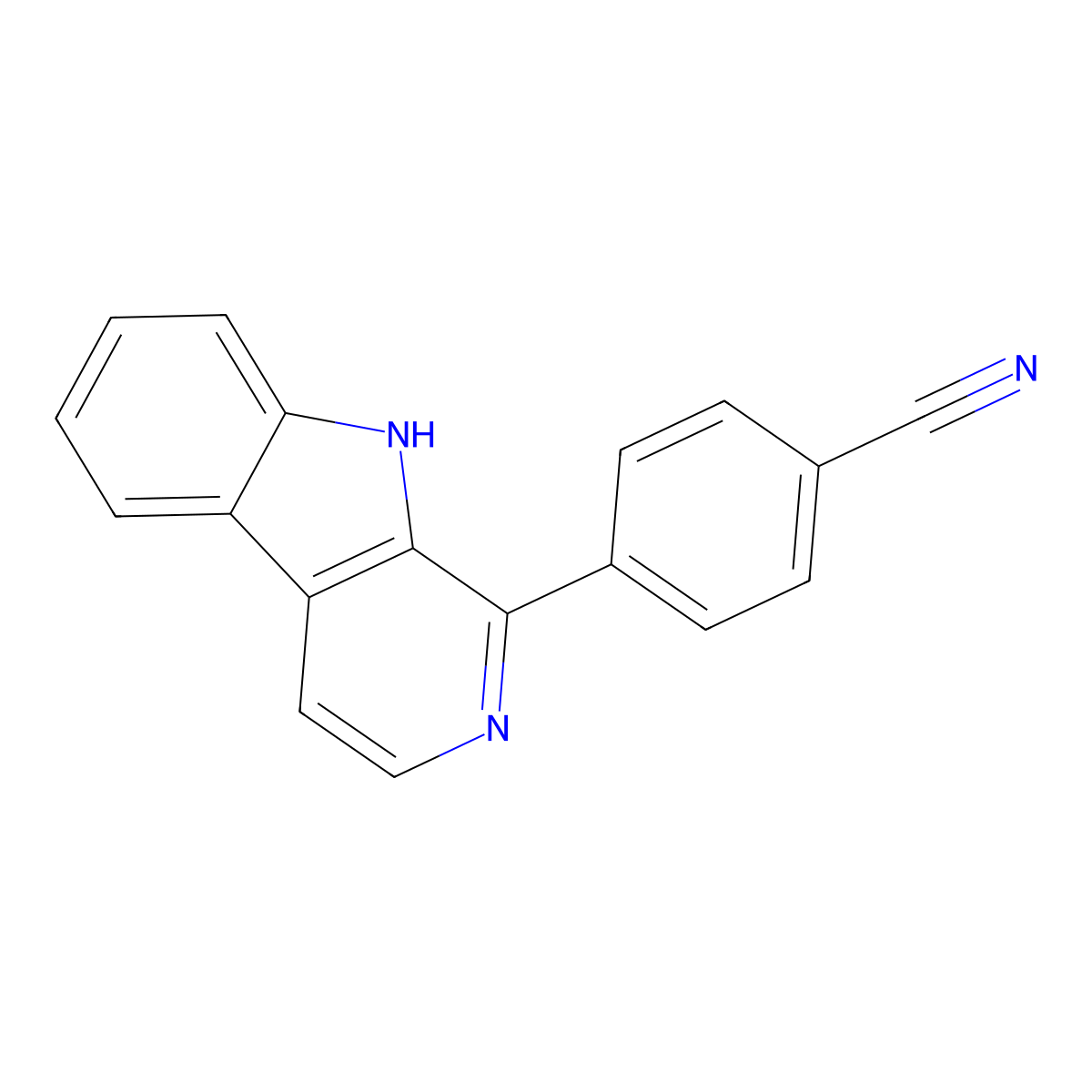 4-{9H-pyrido[3,4-b]indol-1-yl}benzonitrile molecular structure, CAS 461424-05-5