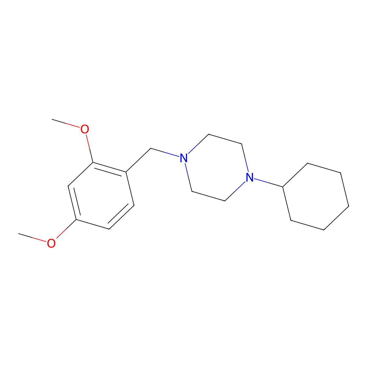 1-Cyclohexyl-4-[(2,4-dimethoxyphenyl)methyl]piperazine molecular structure, CAS 461427-46-3