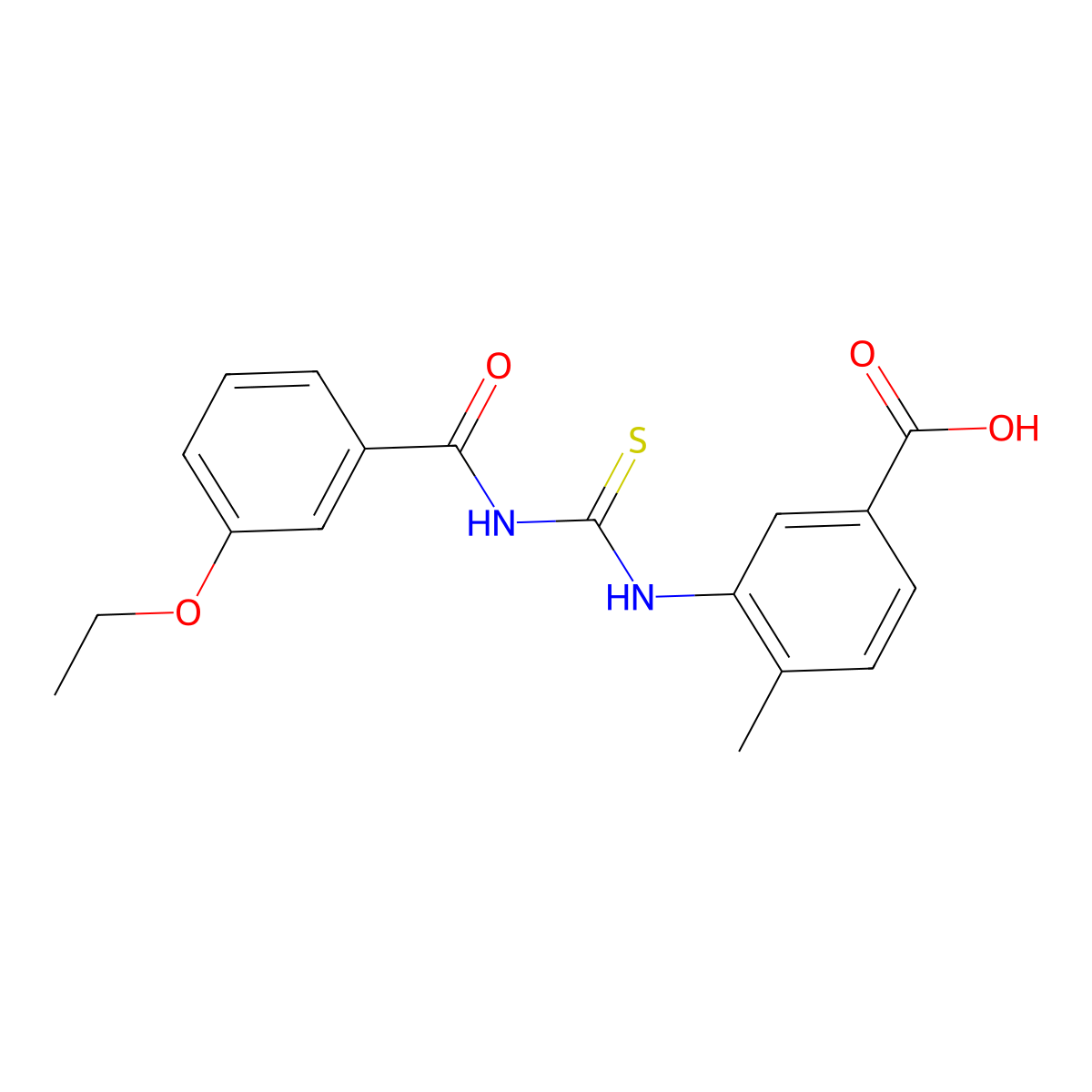 3-[(3-Ethoxybenzoyl)carbamothioylamino]-4-methylbenzoic acid molecular structure, CAS 461428-10-4