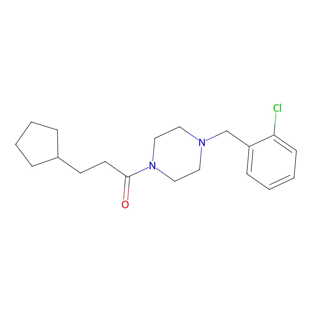 1-[4-(2-Chlorobenzyl)piperazin-1-yl]-3-cyclopentylpropan-1-one molecular structure, CAS 461428-12-6