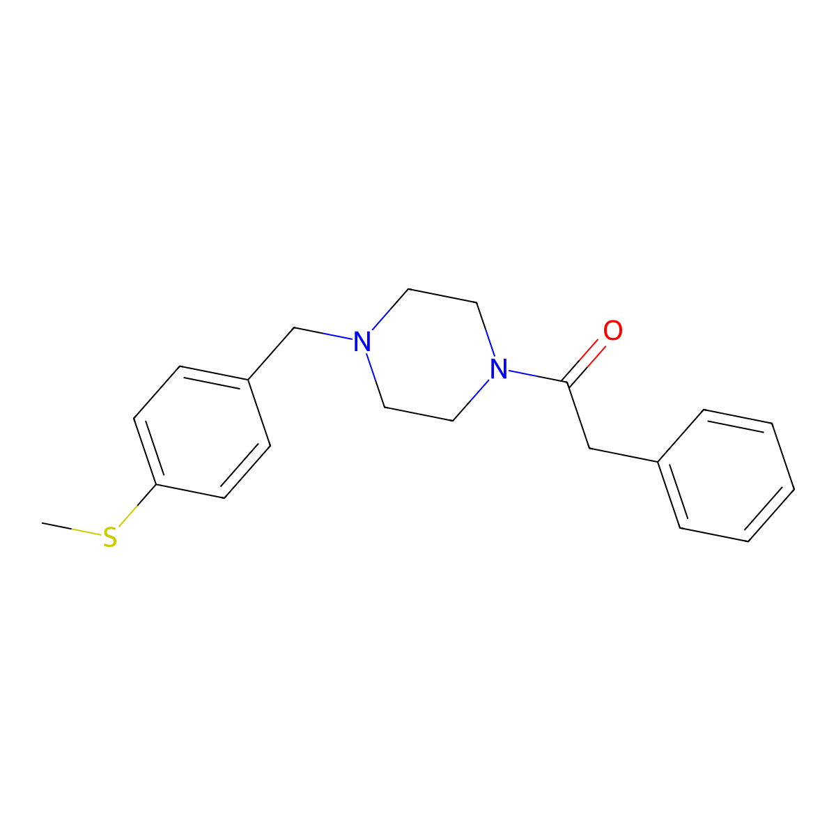 1-[4-[(4-Methylsulfanylphenyl)methyl]piperazin-1-yl]-2-phenylethanone molecular structure, CAS 461428-48-8