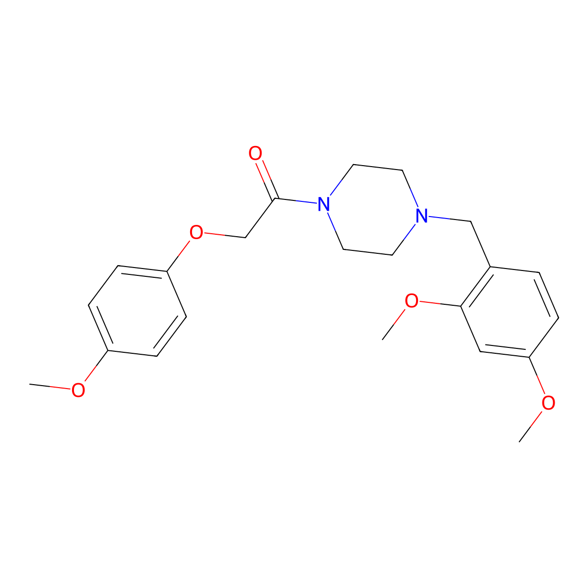 1-[4-[(2,4-Dimethoxyphenyl)methyl]piperazin-1-yl]-2-(4-methoxyphenoxy)ethanone molecular structure, CAS 461428-56-8