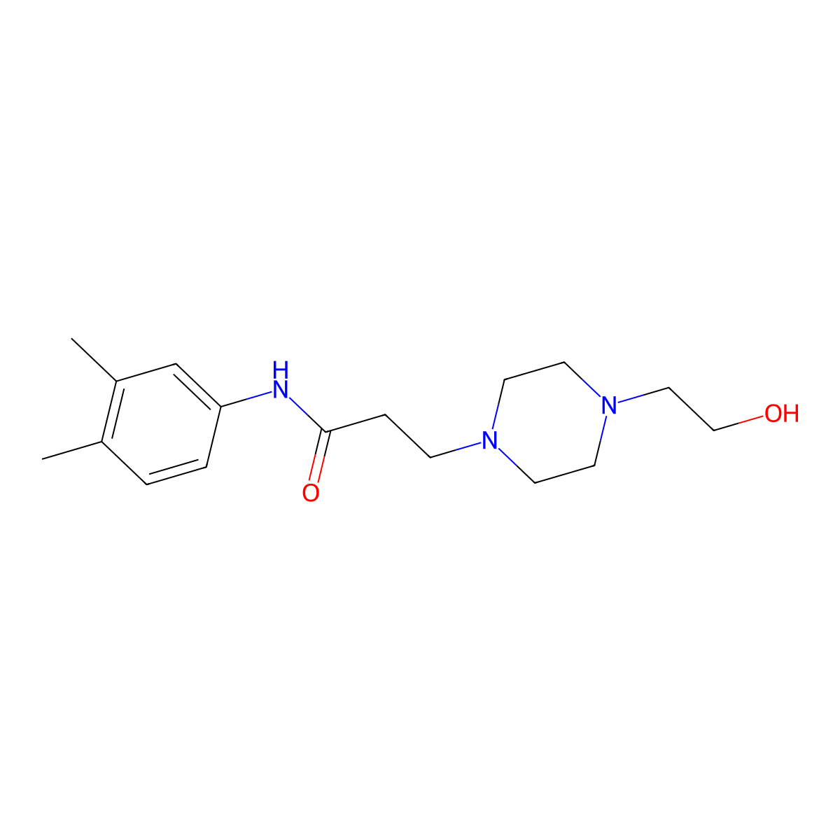 N-(3,4-dimethylphenyl)-3-[4-(2-hydroxyethyl)piperazin-1-yl]propanamide molecular structure, CAS 461428-88-6