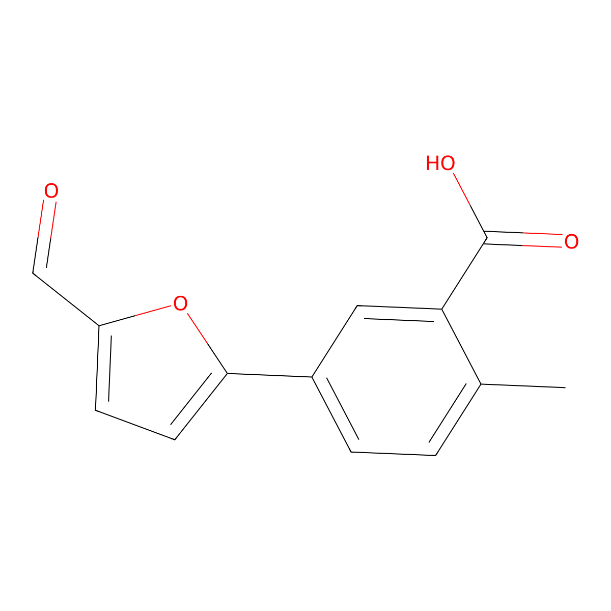 5-(5-Formylfuran-2-yl)-2-methylbenzoic acid molecular structure, CAS 461429-48-1