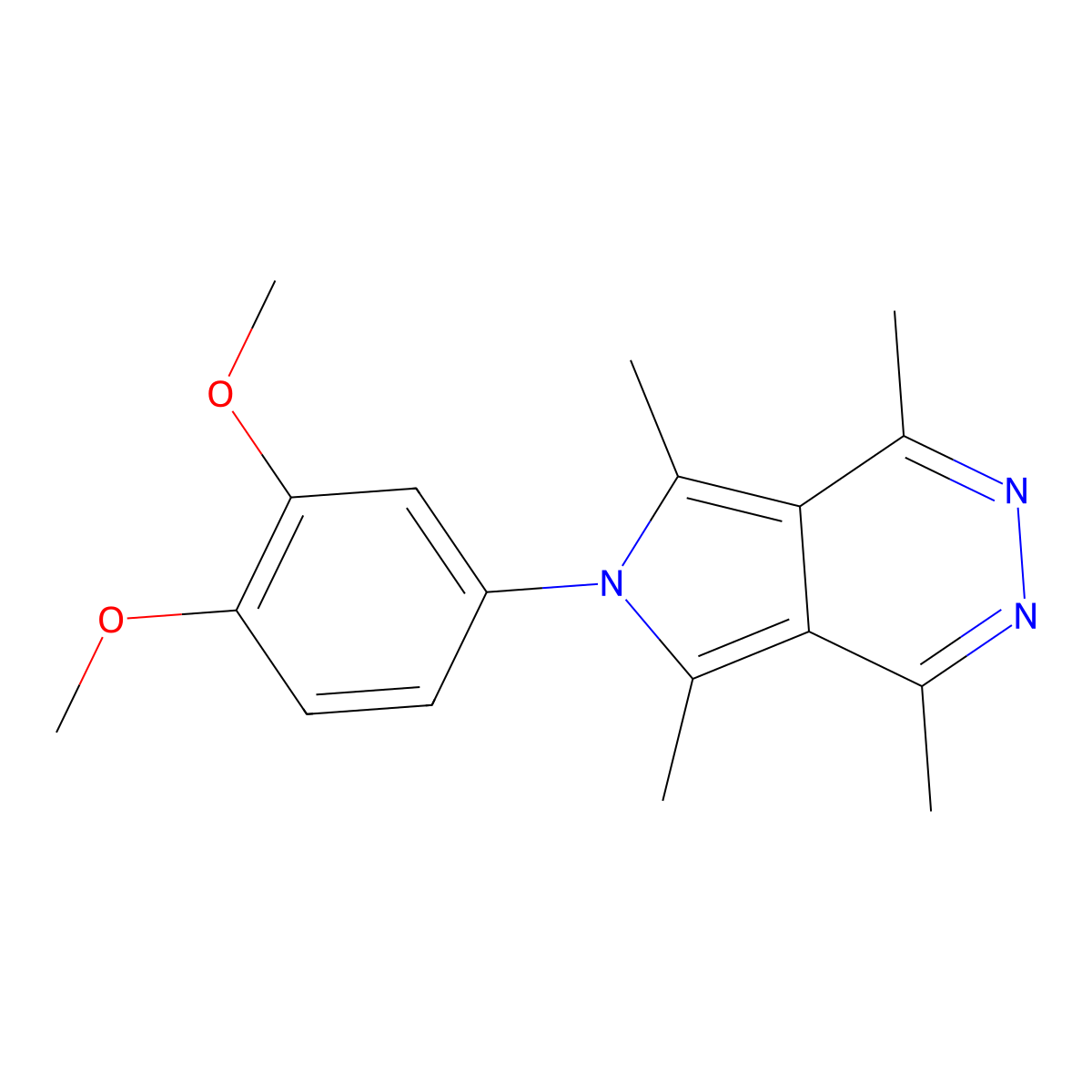 6-(3,4-dimethoxyphenyl)-1,4,5,7-tetramethyl-6H-pyrrolo[3,4-d]pyridazine molecular structure, CAS 461430-15-9