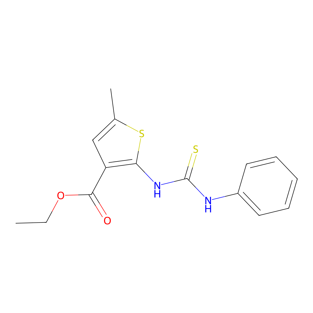 Ethyl 5-methyl-2-(phenylcarbamothioylamino)thiophene-3-carboxylate molecular structure, CAS 461430-18-2