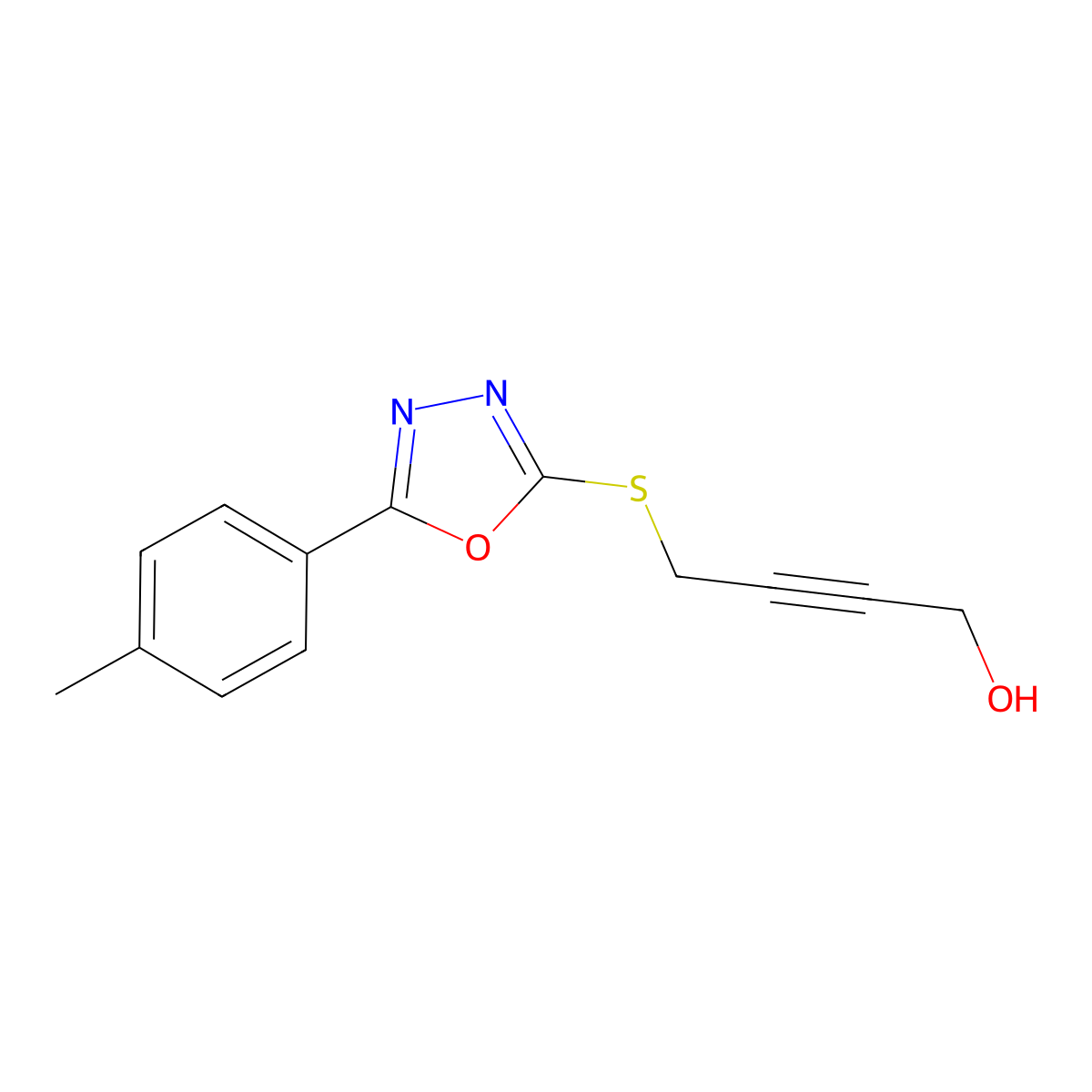 4-{[5-(4-Methylphenyl)-1,3,4-oxadiazol-2-yl]sulfanyl}but-2-yn-1-ol molecular structure, CAS 461430-58-0