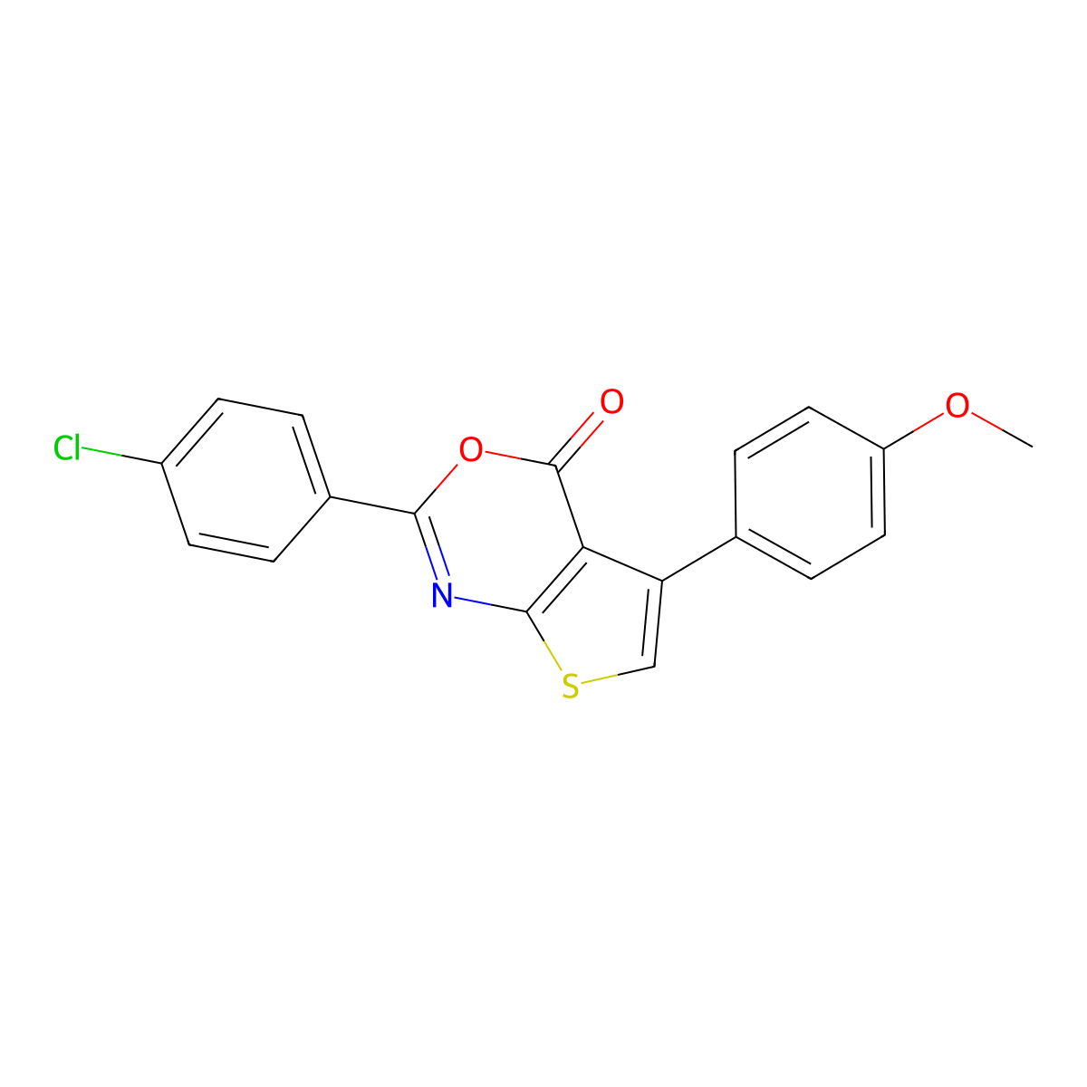 2-(4-chlorophenyl)-5-(4-methoxyphenyl)-4H-thieno[2,3-d][1,3]oxazin-4-one molecular structure, CAS 461430-91-1